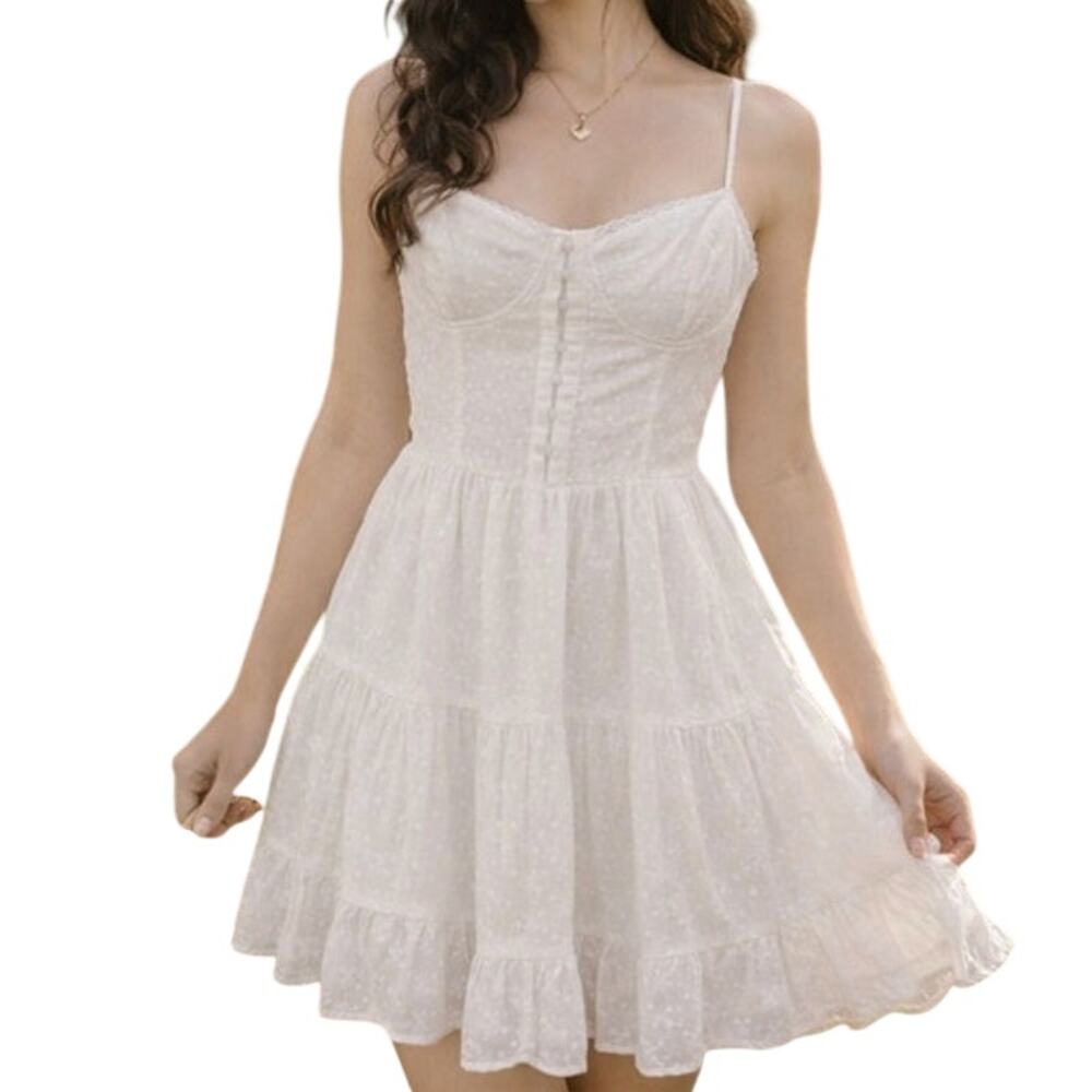 Blu Pepper Mini Dress Size M White Clip Dot Corset Top Cottage Coquette NWT